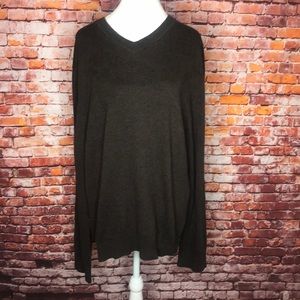 Vintage Structure Brown Wool Blend V-neck Sweater